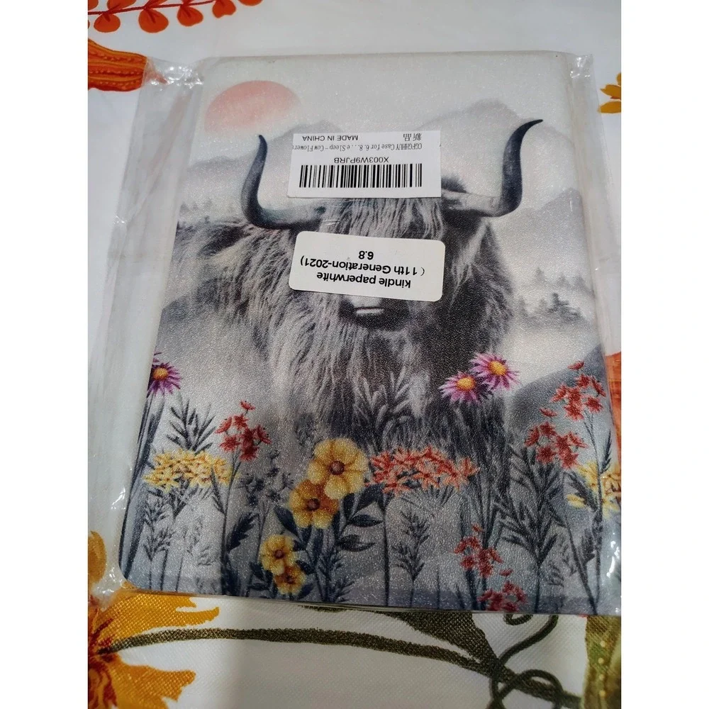 Kindle Paperwhite 11th Gen 2021 6.8in leather highland Cow. X003W9PJRB